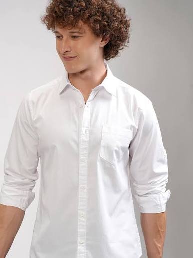 Men's Slim Fit Cotton Casual Shirt - White